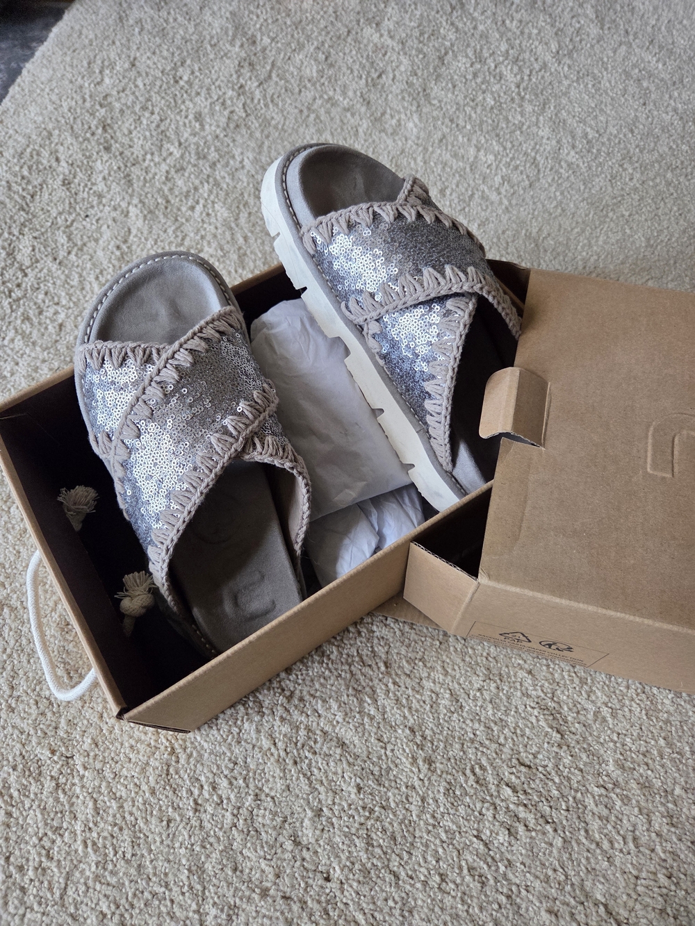 MOU Microsequin Crossover Sandal Gunmetal Size 37 - Picture 7 of 7